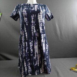 Womens T Shirt Dress Small Blue Tie Dye Mini Statement Indie Grunge Boho Edgy